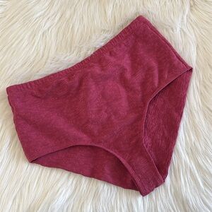 Free People Beach Swim Raspberry Textured High-Waisted Bikini Bottom Size M